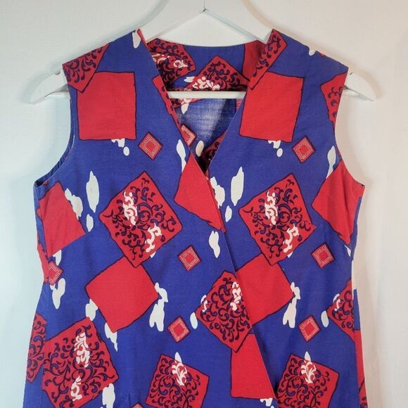 Vintage Handmade Cotton Wrap Front Mini Dress - Picture 2 of 15